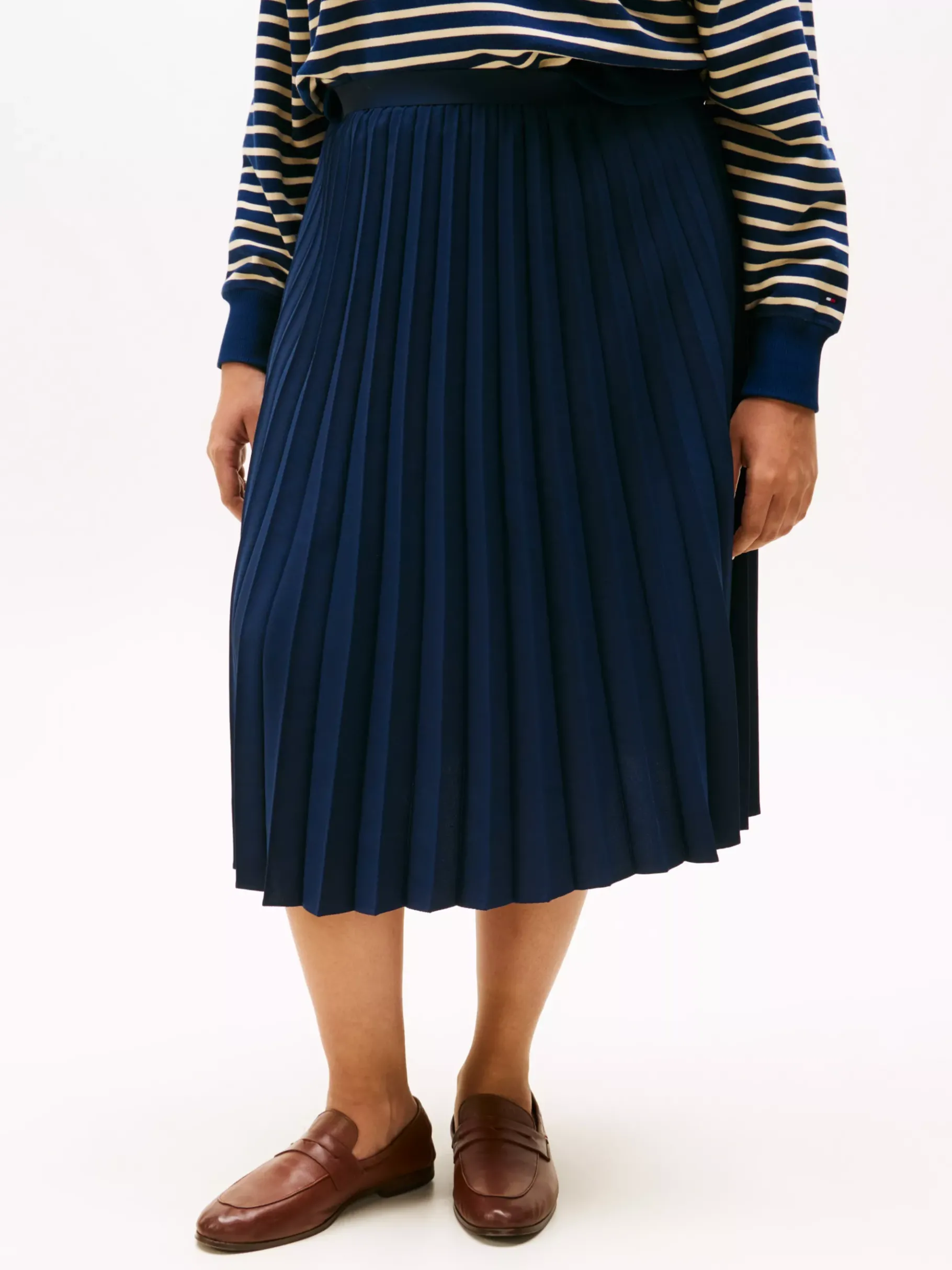 Tommy Hilfiger Curve Midi-Faltenrock DARK NIGHT NAVY Sale