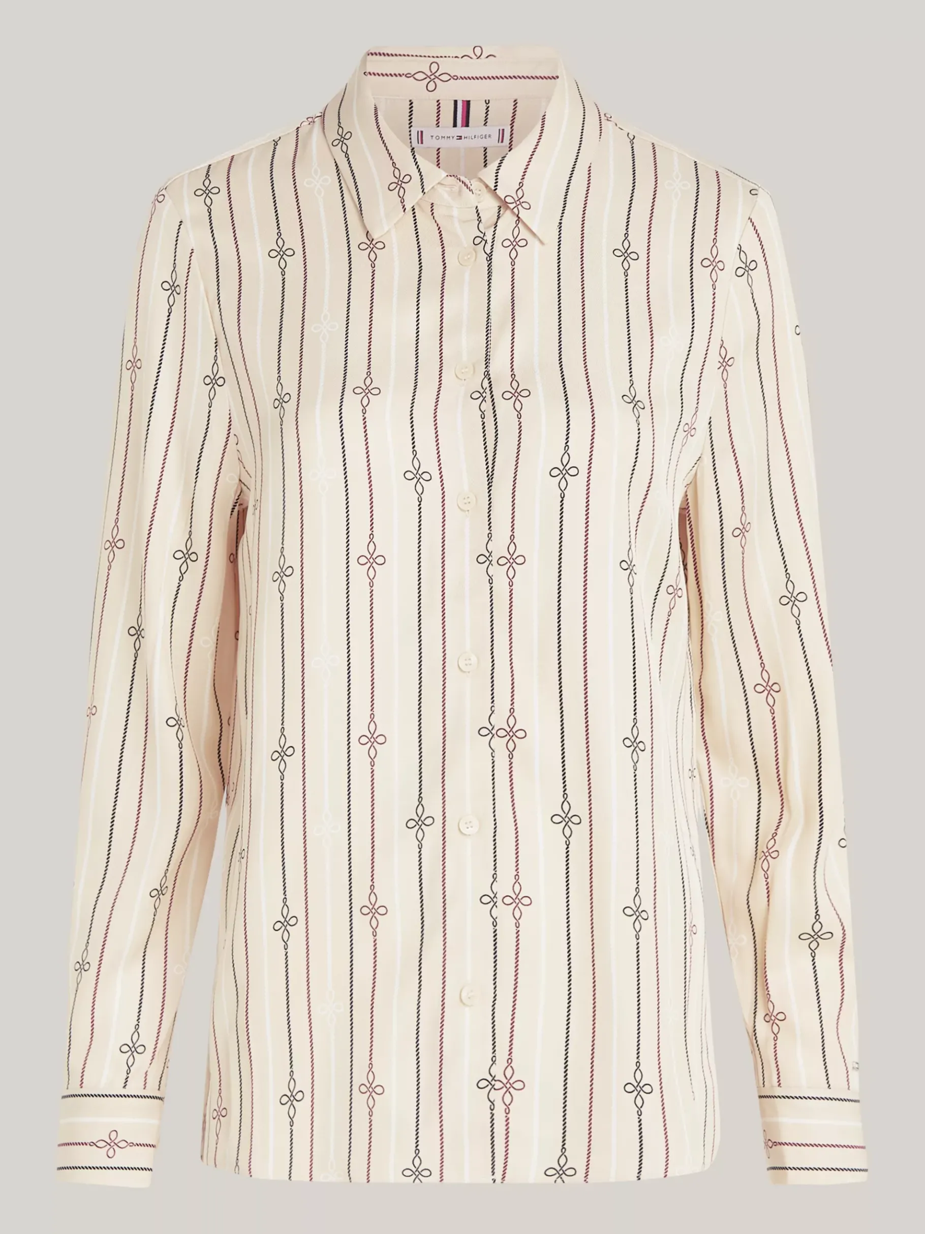 Tommy Hilfiger Curve Regular Fit Bluse mit Seil-Streifen MULTI ROPE KNOT STP/ COUNTRY IVORY Cheap