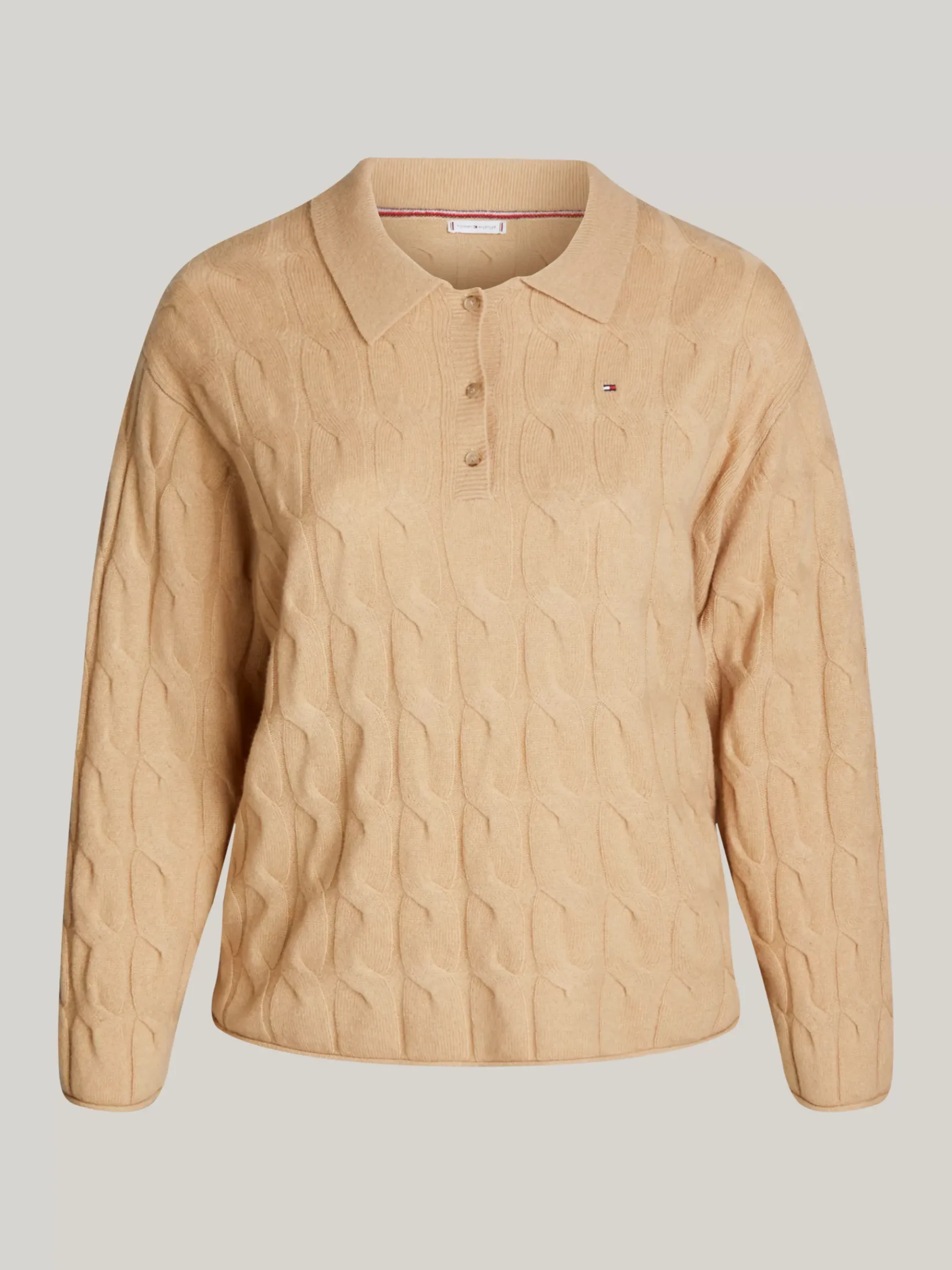 Tommy Hilfiger Curve Relaxed Fit Wollpullover mit Polokragen CLASSIC KHAKI Sale