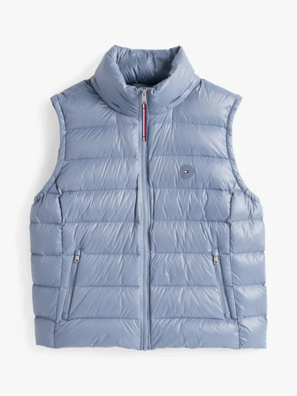 Tommy Hilfiger Curve wasserabweisende glänzende Daunenweste FLINT BLUE Shop