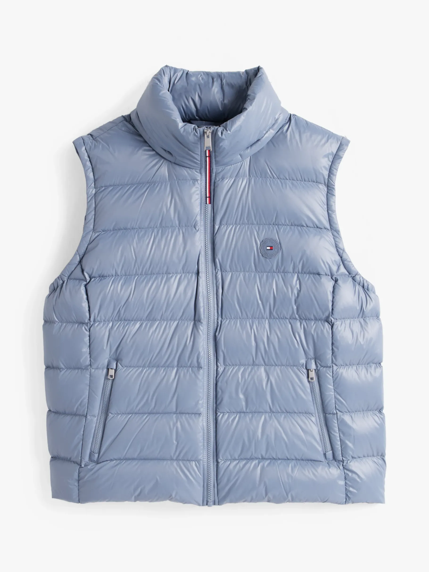 Tommy Hilfiger Curve wasserabweisende glänzende Daunenweste FLINT BLUE Shop
