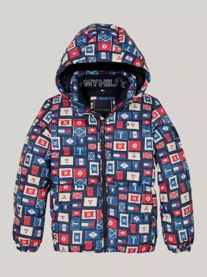 Tommy Hilfiger Daunengefüllte Relaxed Fit Puffer-Jacke BLUE BASE FLAGS ALLOVER Best