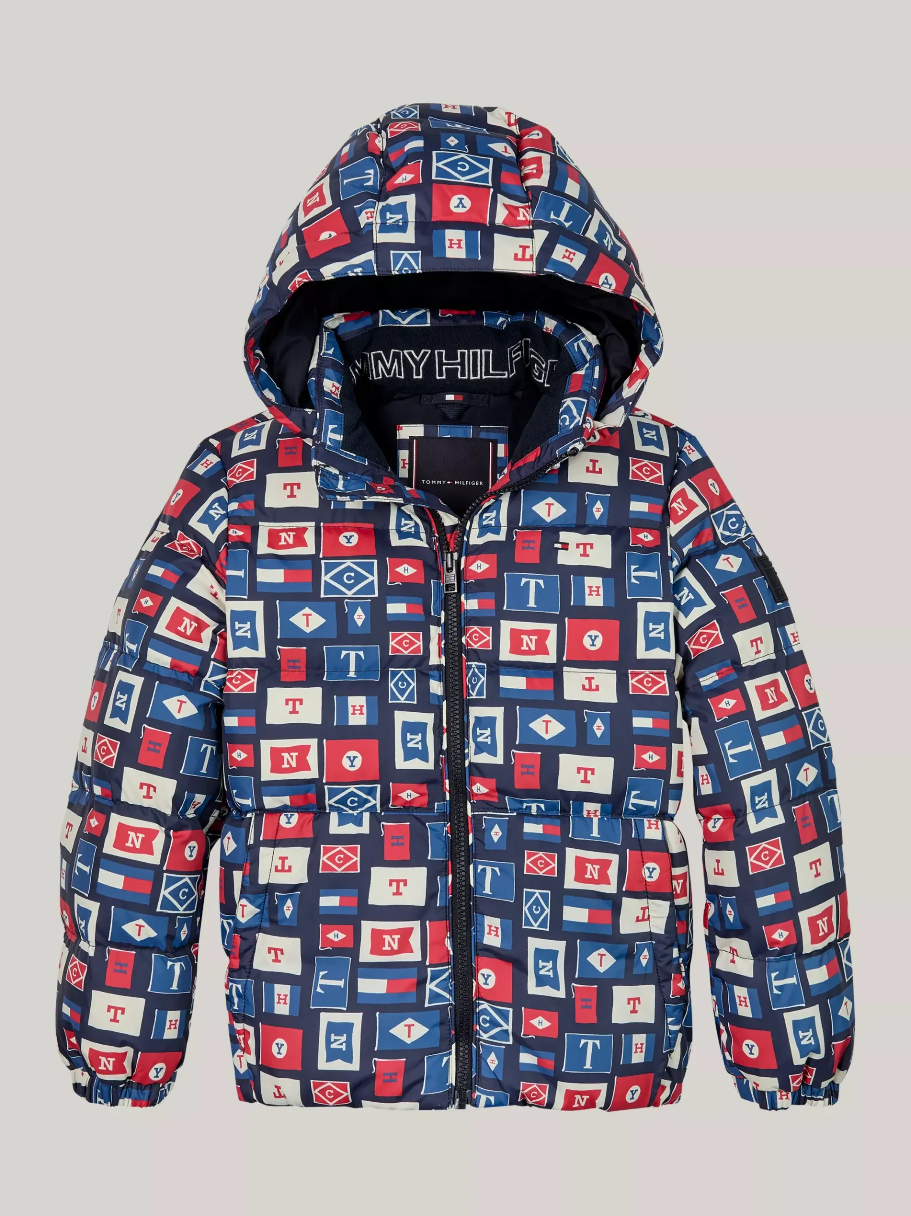 Tommy Hilfiger Daunengefüllte Relaxed Fit Puffer-Jacke BLUE BASE FLAGS ALLOVER Best