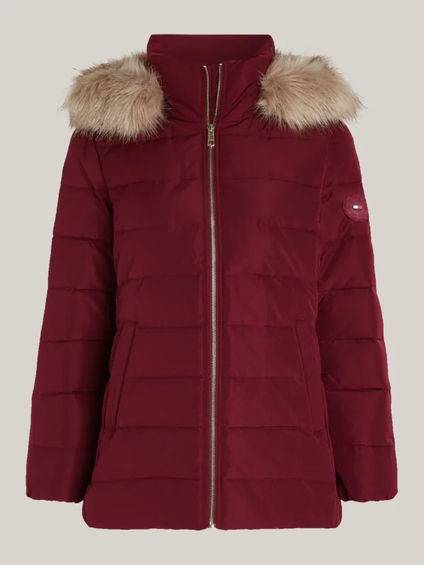 Tommy Hilfiger Daunenjacke mit Kunstpelz-Kapuze DEEP ROUGE Fashion