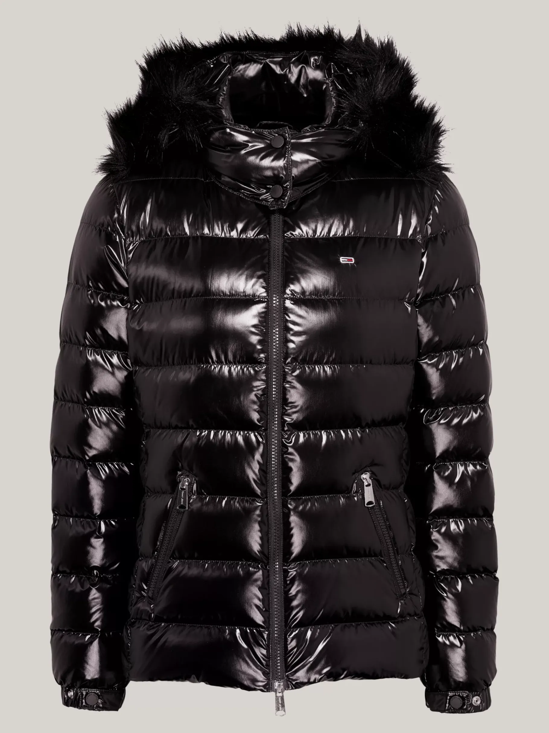 Tommy Hilfiger Daunen-Puffer-Jacke mit Kunstpelz und Kapuze BLACK Fashion