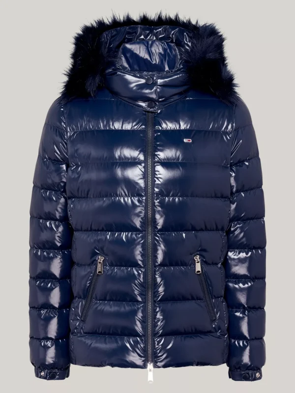 Tommy Hilfiger Daunen-Puffer-Jacke mit Kunstpelz und Kapuze DARK NIGHT NAVY Flash Sale