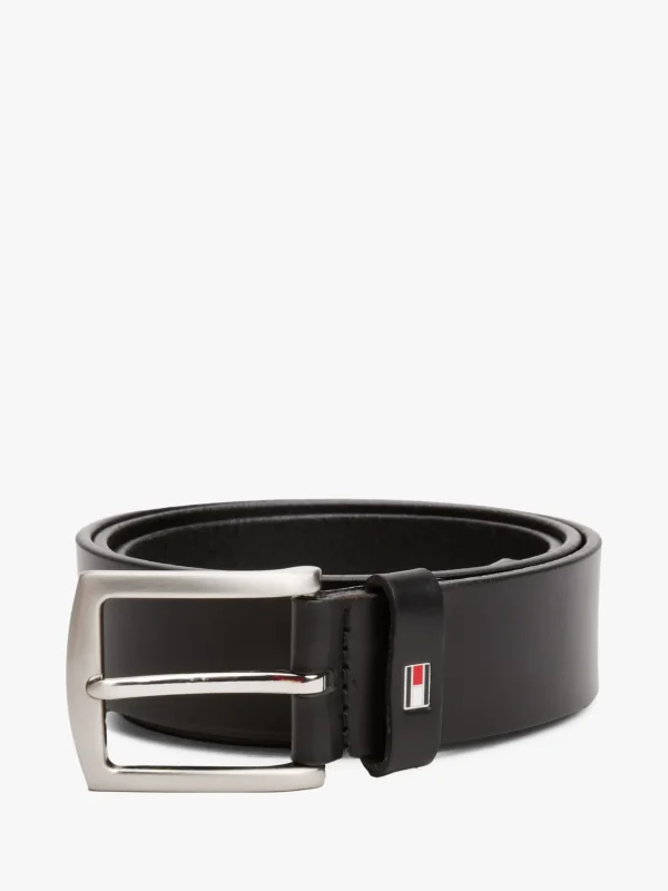 Tommy Hilfiger Denton Ledergürtel mit Flag-Gürtelschlaufe MIDNIGHT New