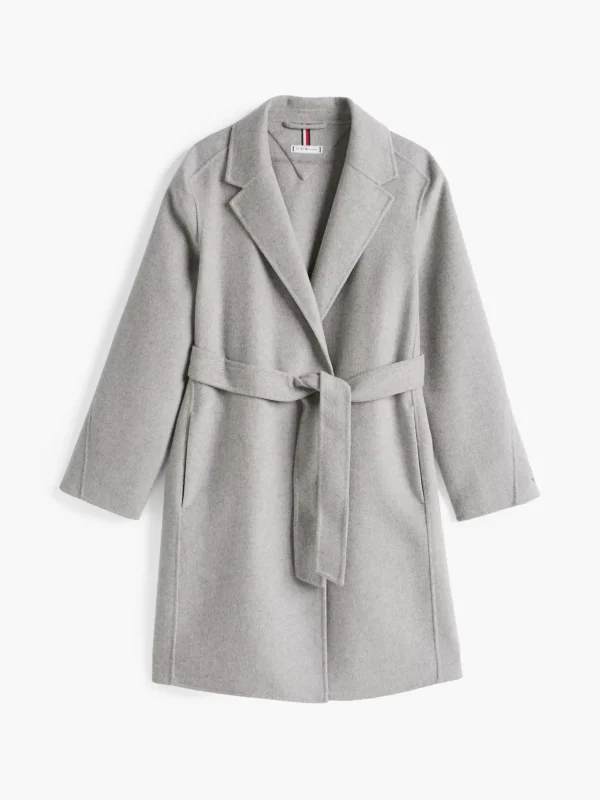 Tommy Hilfiger Double Face-Mantel mit Gürtel und Logo LIGHT GREY HTR Online
