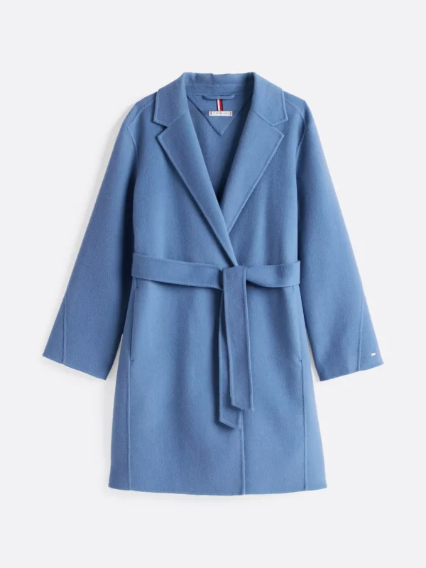 Tommy Hilfiger Double Face-Mantel mit Gürtel und Logo FLINT BLUE New