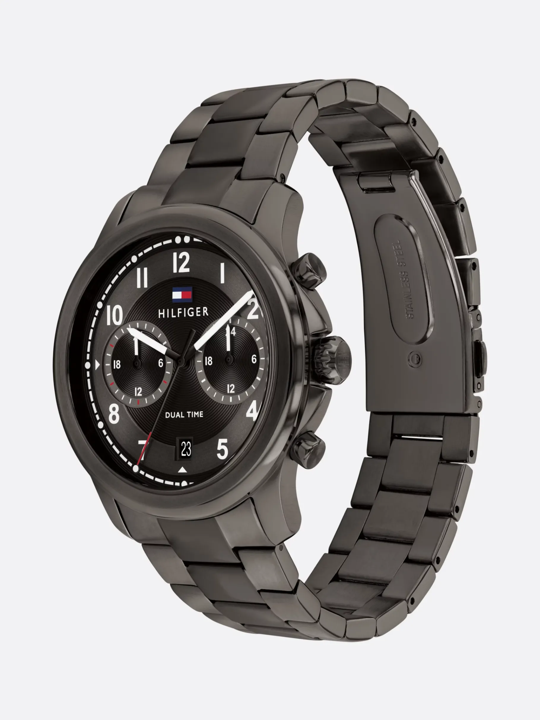 Tommy Hilfiger Dualzeit-Armbanduhr in Gunmetal-Grau GREY Cheap