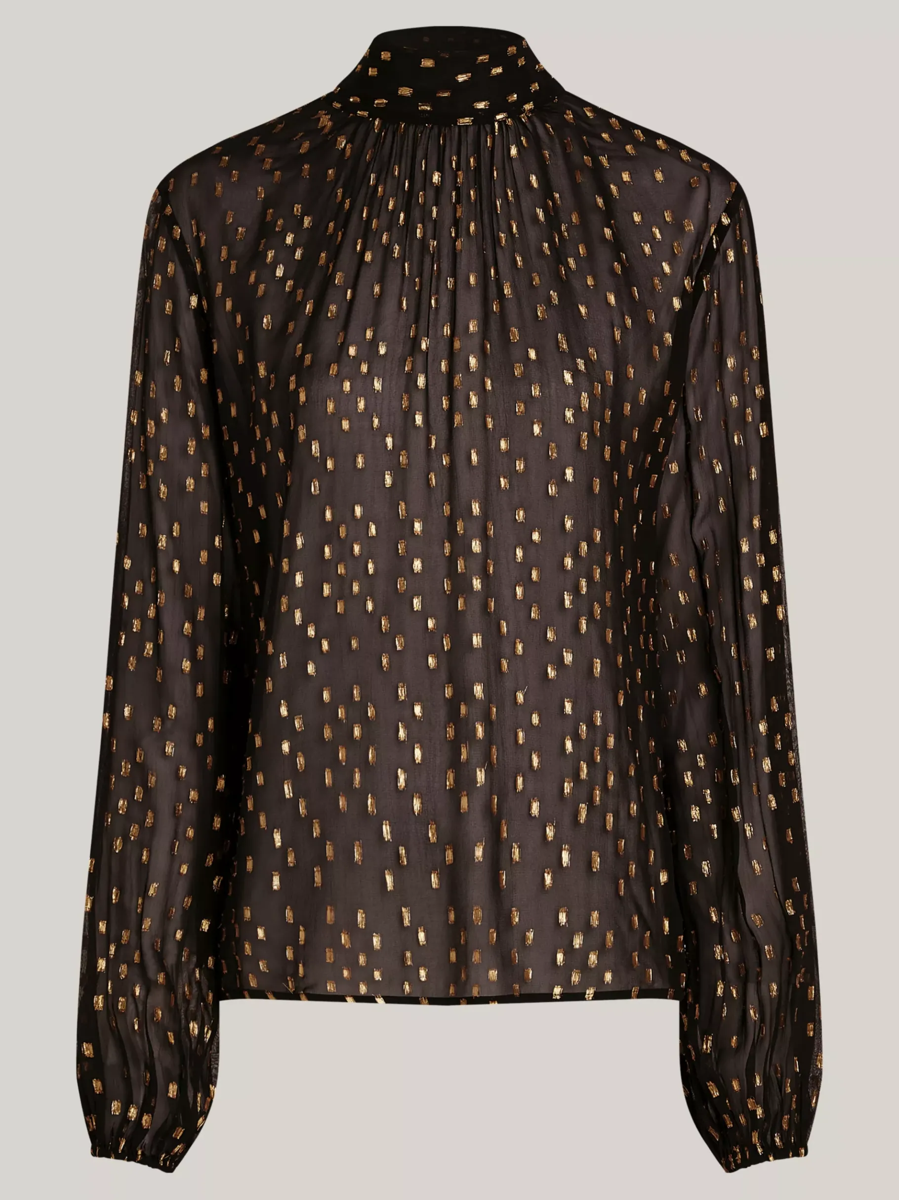 Tommy Hilfiger Durchscheinende Relaxed Fit Metallic-Bluse BLACK Fashion