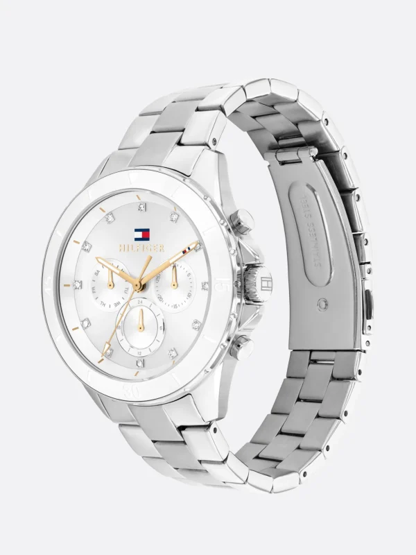 Tommy Hilfiger Edelstahl-Armbanduhr mit weißem Zifferblatt SILVER Store