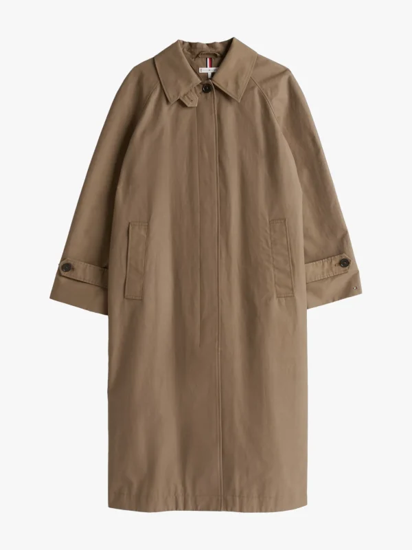Tommy Hilfiger Einreihiger Relaxed Fit Regenmantel TUNDRA BROWN Flash Sale