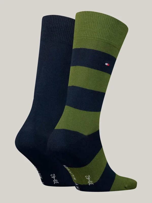 Tommy Hilfiger 2er-Pack Classics Socken mit Rugby-Streifen ARMY GREEN Fashion