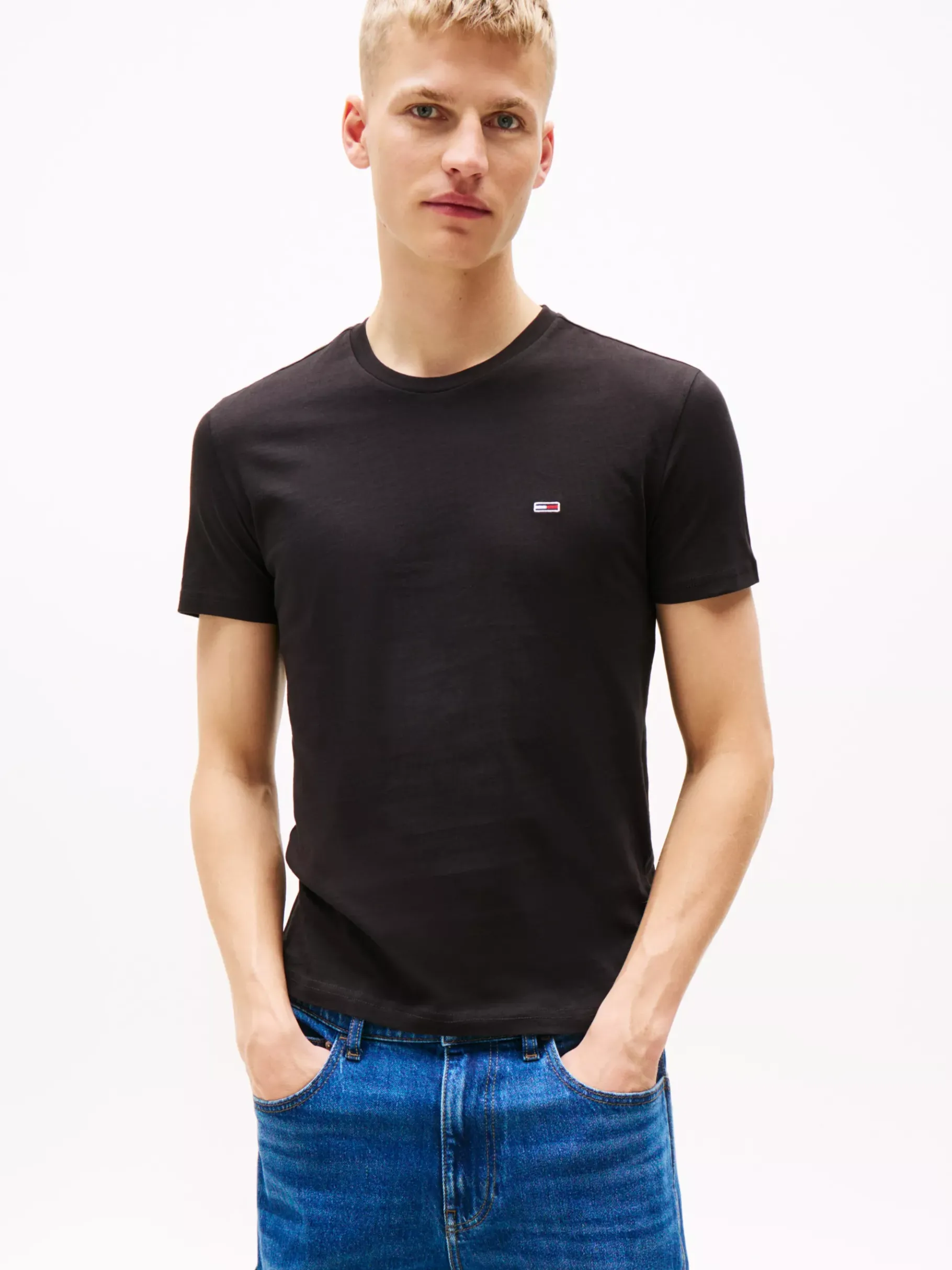 Tommy Hilfiger 3er-Pack Extra Slim Fit T-Shirts ECRU/BLACK/DARK NIGHT NAVY Hot