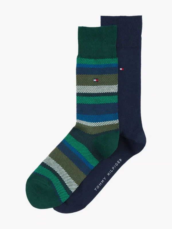 Tommy Hilfiger 2er-Pack Socken mit Fischgrätmuster DARK GREEN Sale