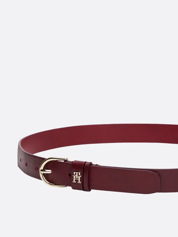 Tommy Hilfiger Essential Ledergürtel mit TH-Monogramm OXBLOOD Flash Sale