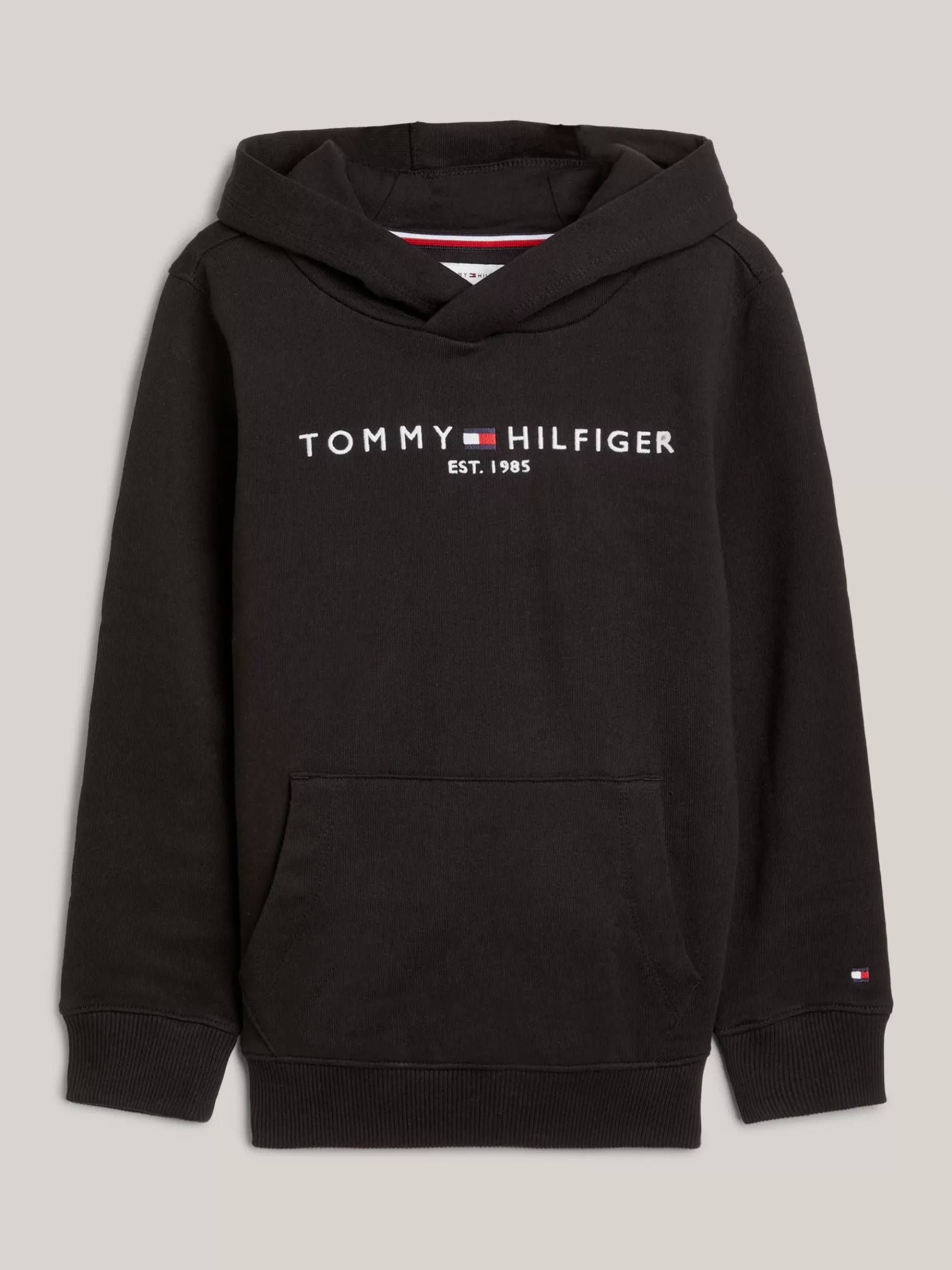 Tommy Hilfiger Essential Logo-Hoodie aus reiner Baumwolle BLACK Clearance