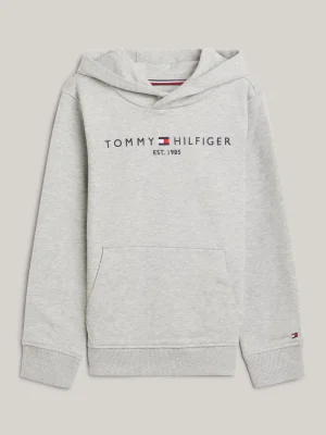 Tommy Hilfiger Essential Logo-Hoodie aus reiner Baumwolle LIGHT GREY HEATHER Online