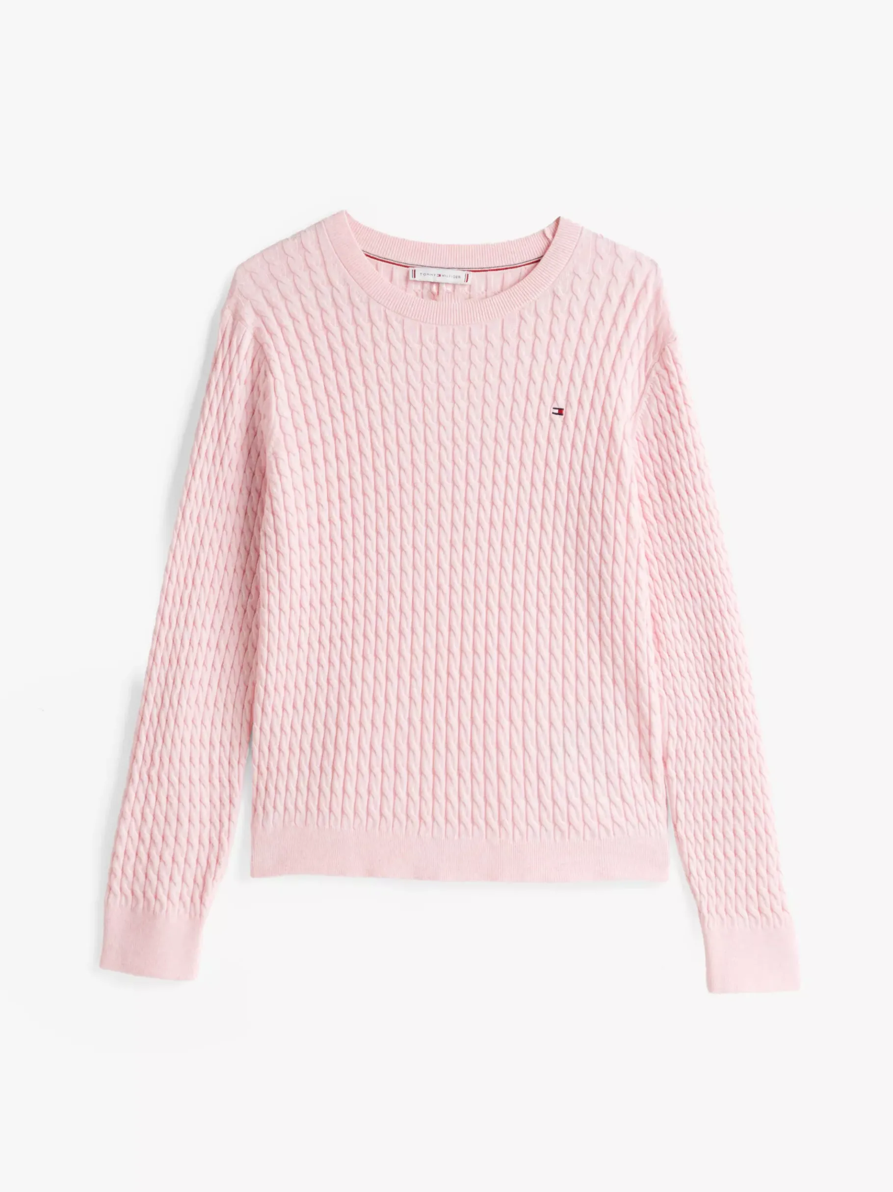 Tommy Hilfiger Fein gestrickter Zopfstrick-Pullover HEATHER LIGHT PINK Shop