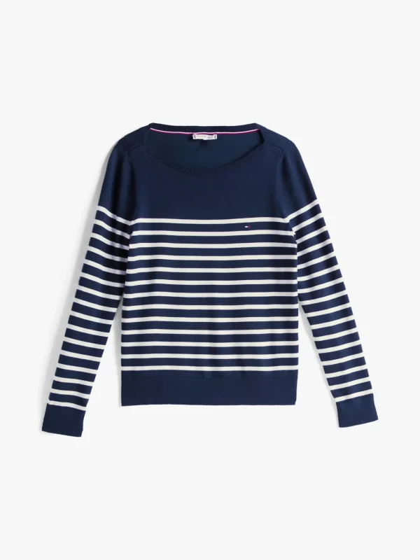 Tommy Hilfiger Feinstrickpullover mit U-Boot-Ausschnitt DARK NIGHT NAVY/IVORY PETAL STP Shop