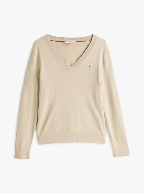 Tommy Hilfiger Feinstrickpullover mit V-Ausschnitt SANDALWOOD Flash Sale