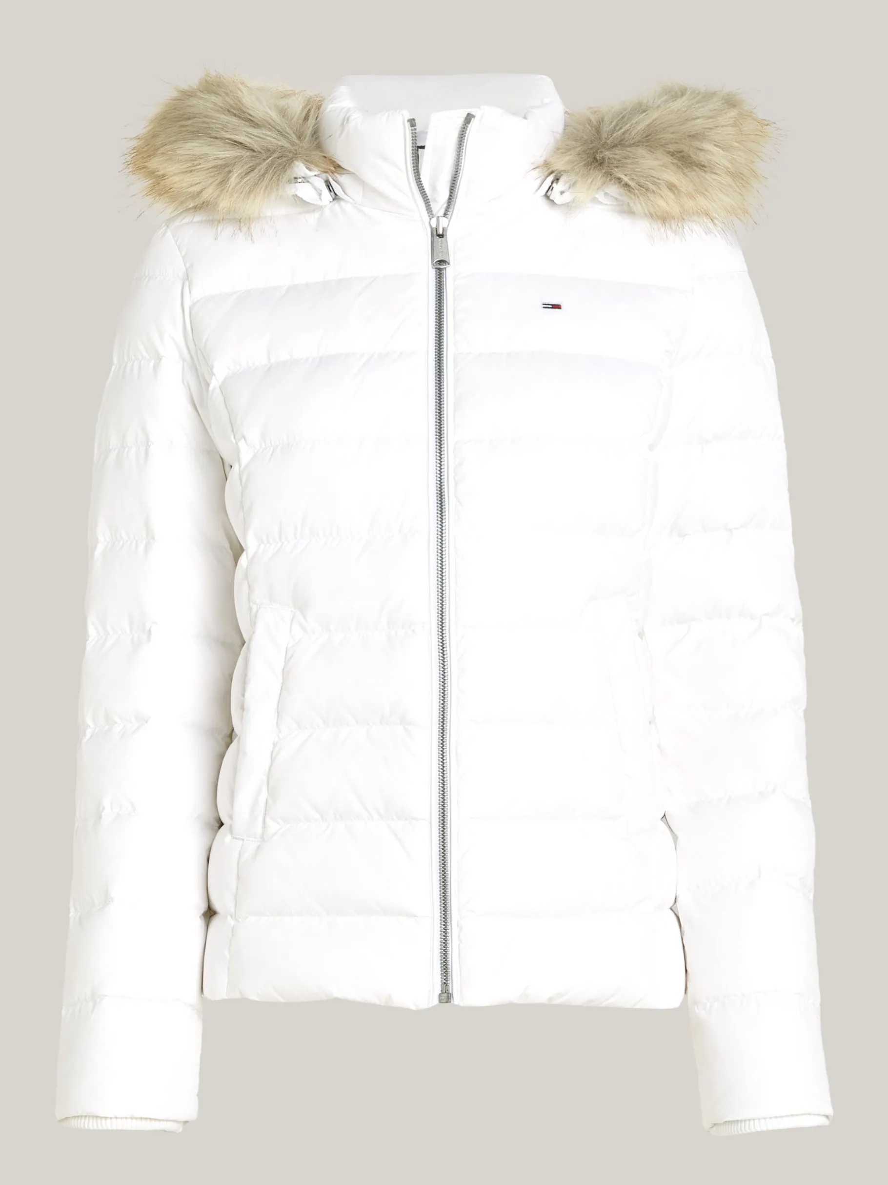 Tommy Hilfiger Figurbetonte Daunenjacke mit Kunstpelz an Kapuze WHITE Outlet