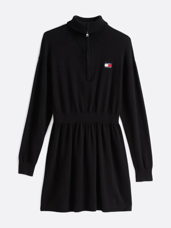 Tommy Hilfiger Fit-and-Flare Mini-Strickkleid BLACK Cheap