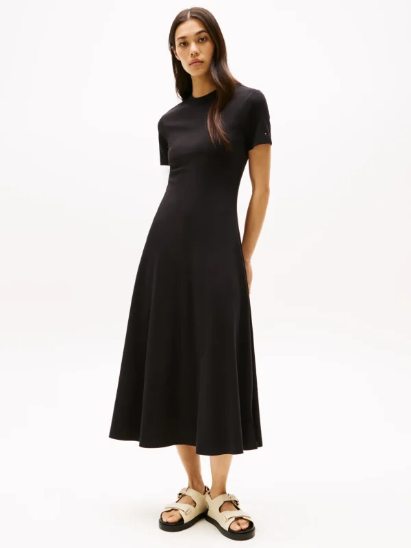 Tommy Hilfiger Fit-and-Flare-Midikleid BLACK Shop