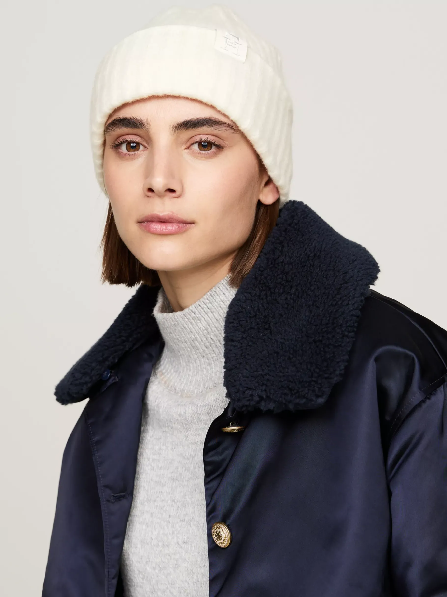 Tommy Hilfiger Flauschige Beanie aus Wollmix ANCIENT WHITE Sale
