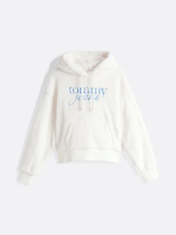 Tommy Hilfiger Flauschiger Hoodie mit Logo ANCIENT WHITE Cheap