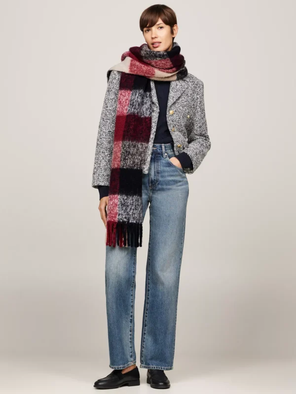 Tommy Hilfiger Flauschiger Schal aus Wollmix mit Karos CORP MIX Cheap