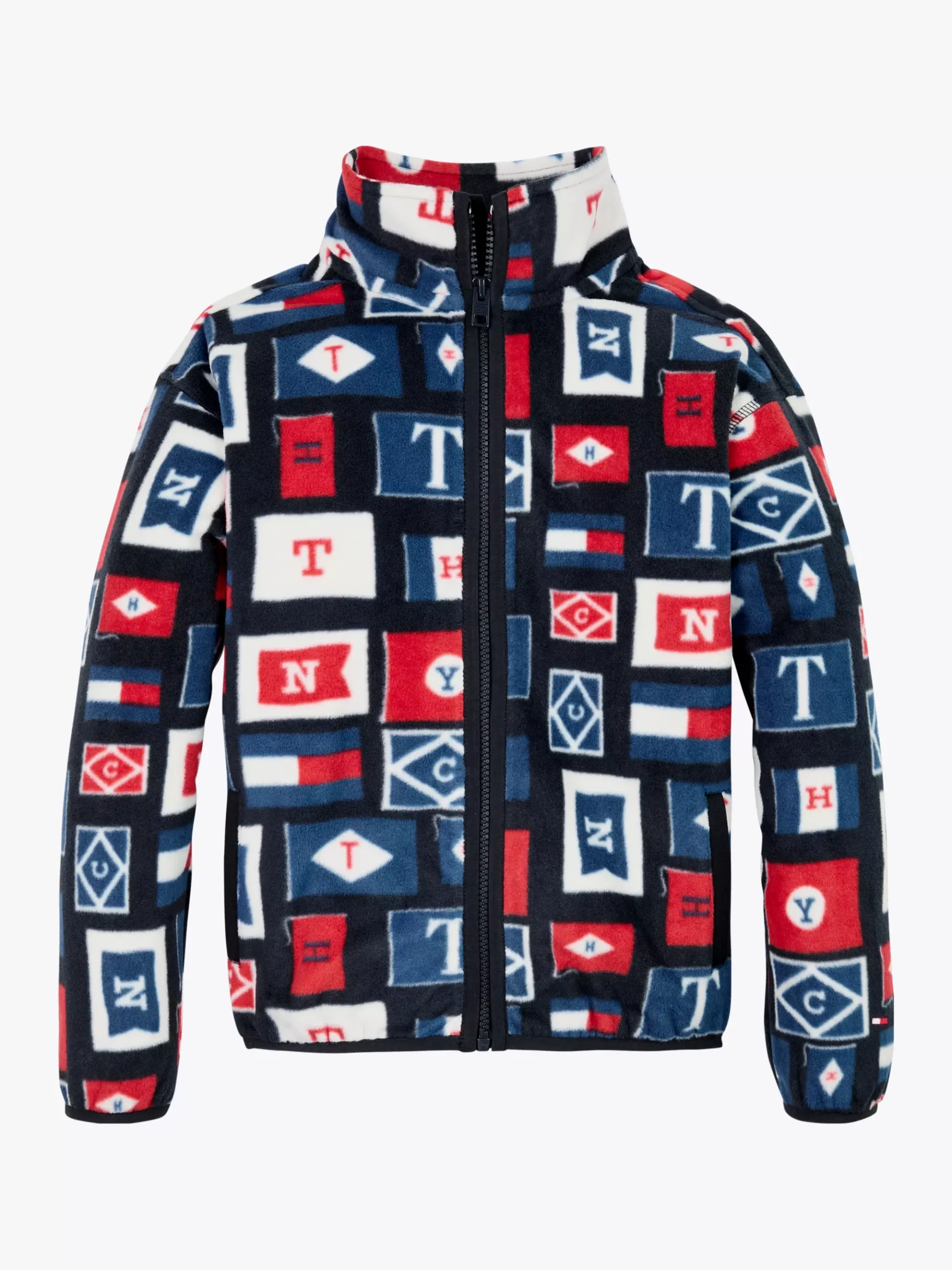 Tommy Hilfiger Fleece-Sweatshirtjacke mit Reißverschluss BLUE BASE FLAGS ALLOVER Best