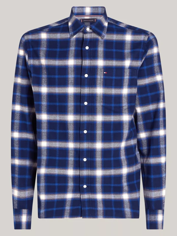 Tommy Hilfiger Gebürstetes Regular Fit Hemd mit Shadow-Karos CARBON NAVY / MULTI Outlet