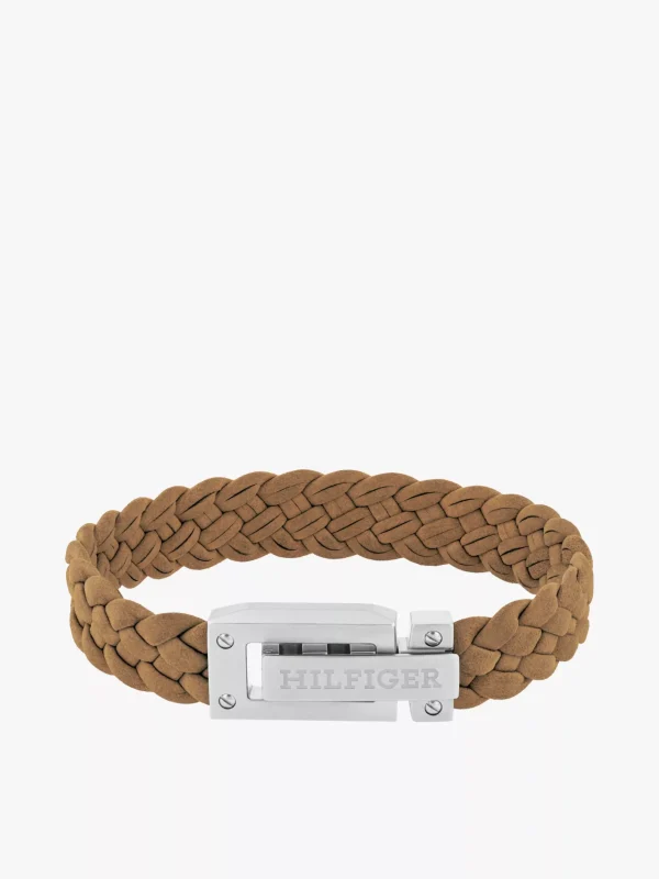 Tommy Hilfiger Geflochtenes Armband aus braunem Wildleder BROWN Shop