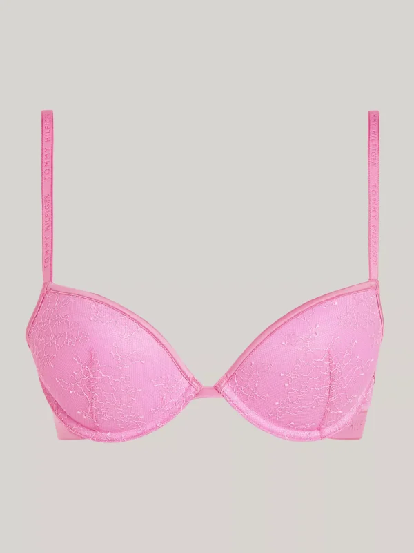 Tommy Hilfiger Gepolsteter Push-up-BH mit Blumenspitze SWEET PEA PINK Cheap
