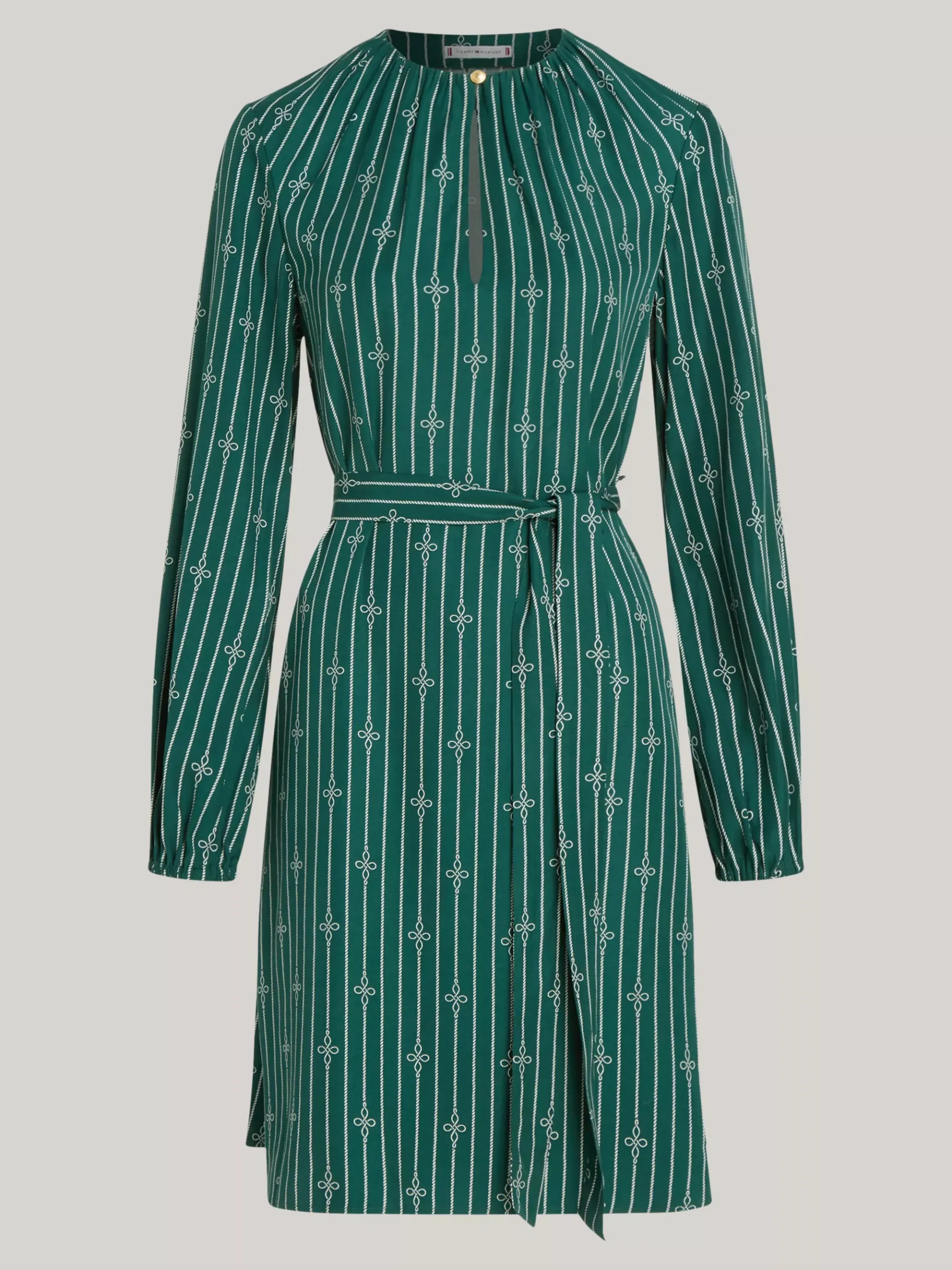 Tommy Hilfiger Gerafftes Fit-and-Flare-Minikleid ROPE STRIPE KNOT/ GREEN Cheap