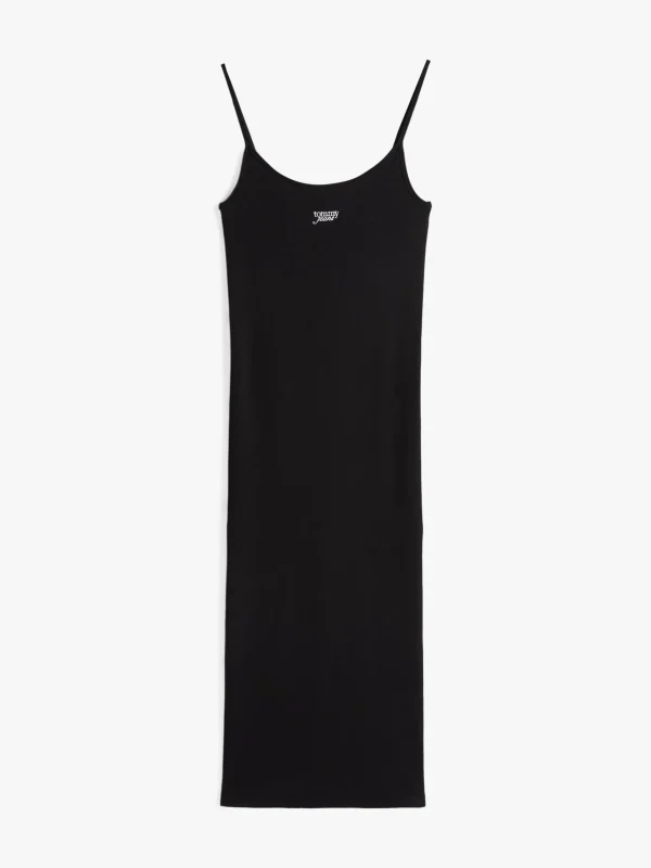 Tommy Hilfiger Geripptes Bodycon-Kleid in Midi-Länge BLACK Best Sale