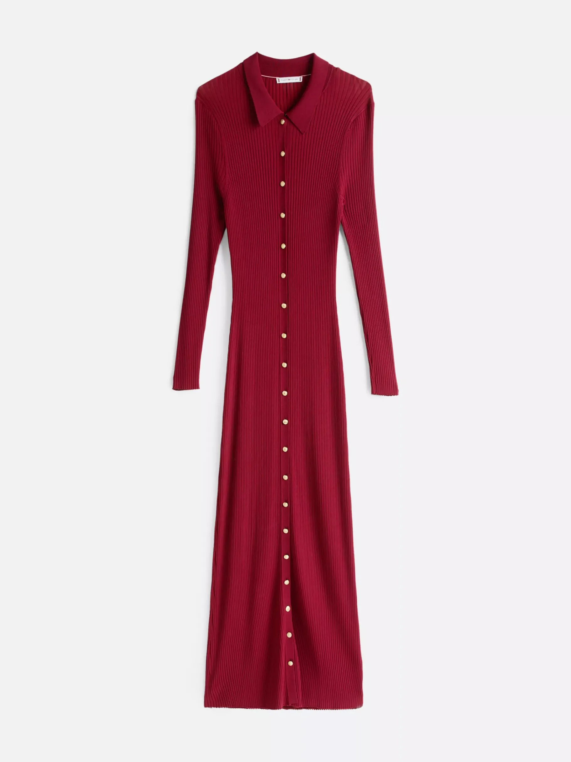 Tommy Hilfiger Geripptes Maxi-Bodycon-Pulloverkleid DARK MAGMA Best