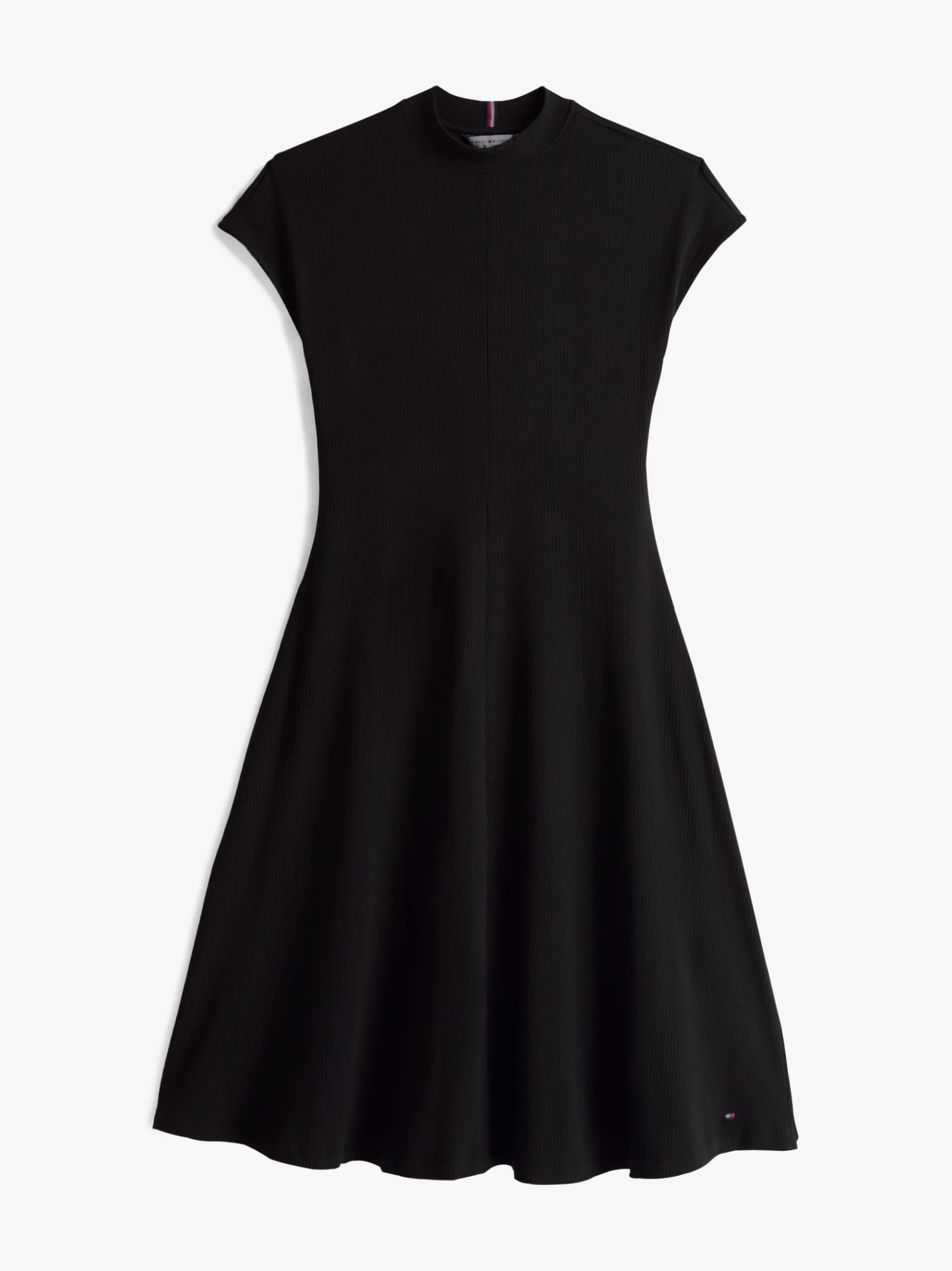Tommy Hilfiger Geripptes Midi-Kleid mit Mock-Rollkragen BLACK Online