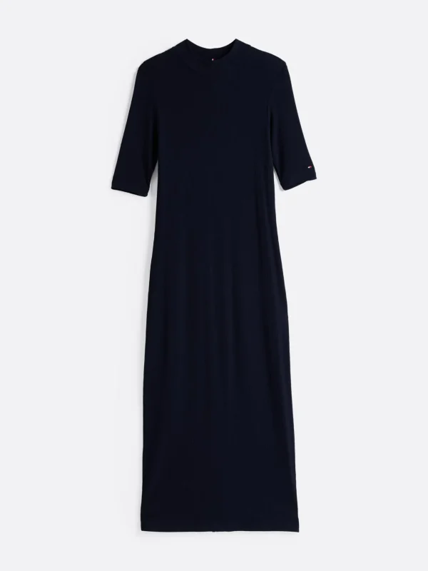 Tommy Hilfiger Geripptes Slim Fit Bodycon-Midi-Kleid DARK NIGHT NAVY Best Sale