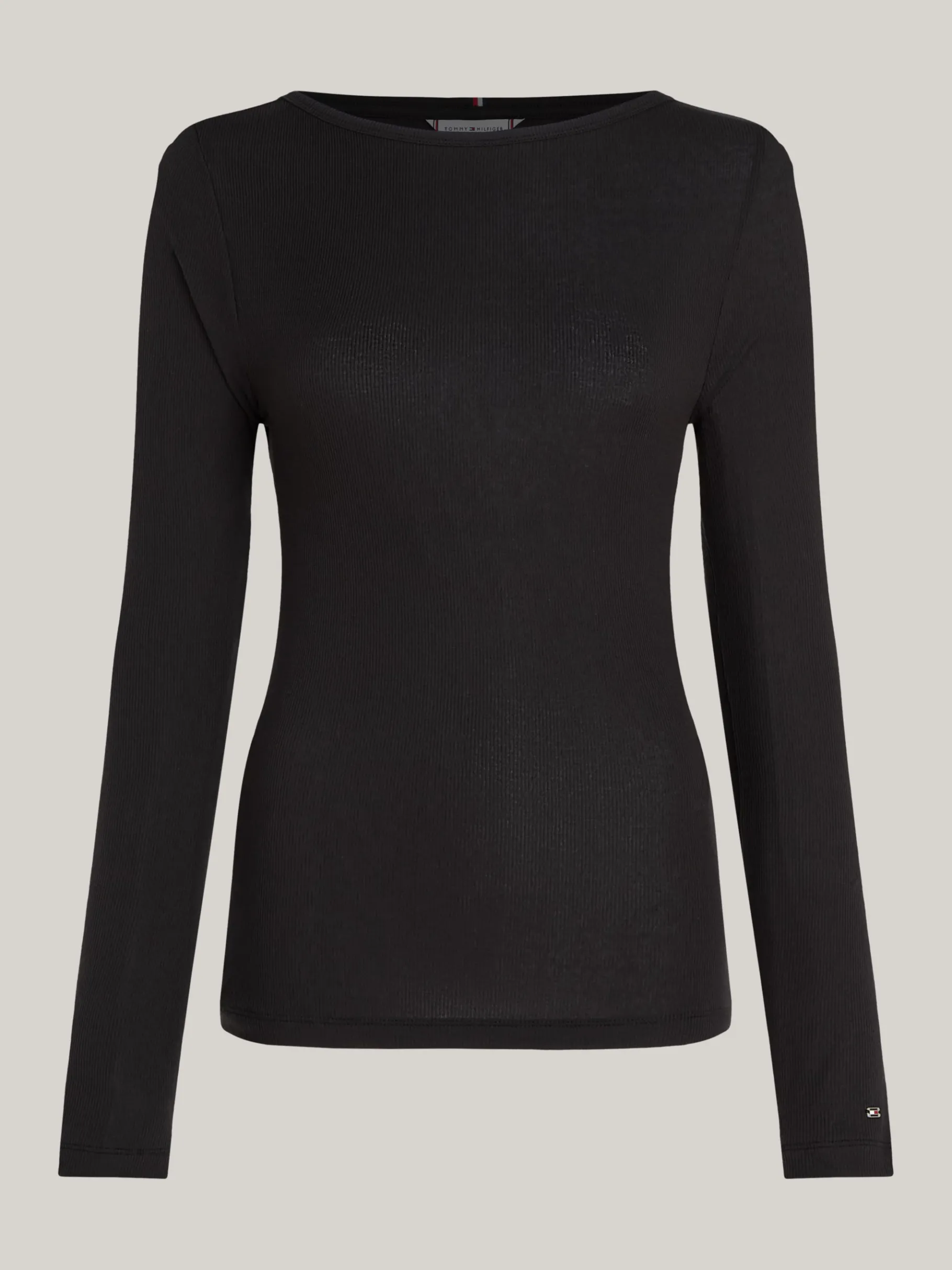 Tommy Hilfiger Geripptes Slim Fit Langarmshirt BLACK Online