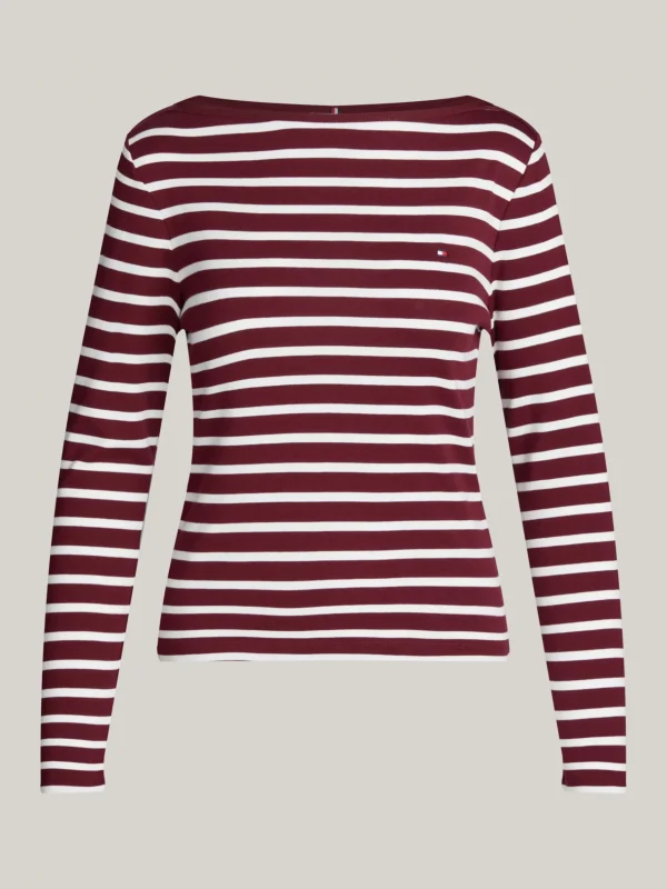 Tommy Hilfiger Geripptes Slim Fit Langarmshirt BRETON STP DEEP ROUGE/ECRU Store