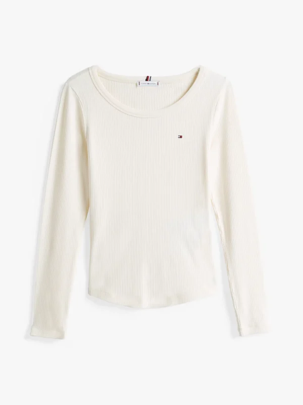 Tommy Hilfiger Geripptes Slim Fit Langarmshirt CALICO Discount