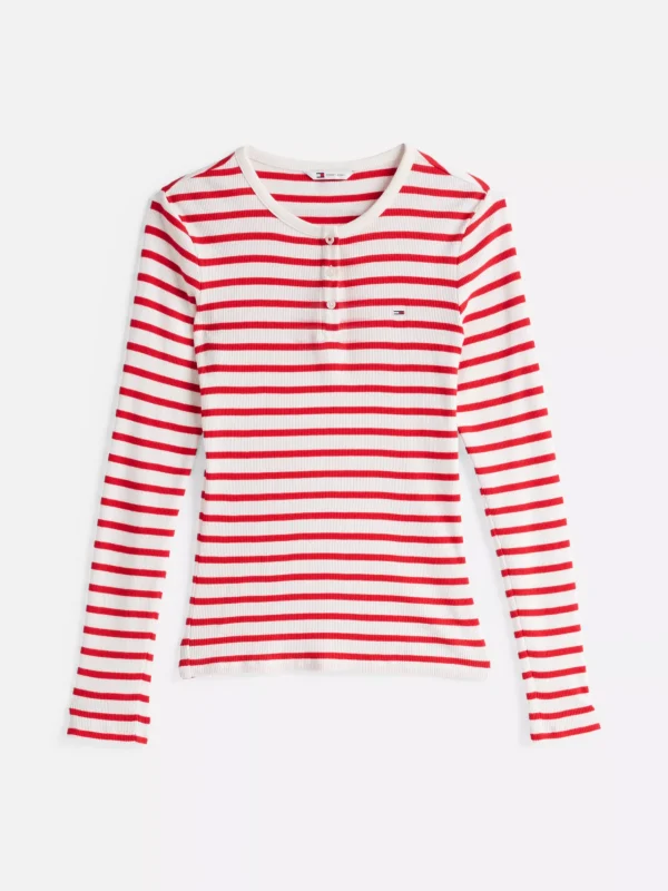 Tommy Hilfiger Geripptes Slim Fit Langarmshirt RED/WHITE SRIPE Store