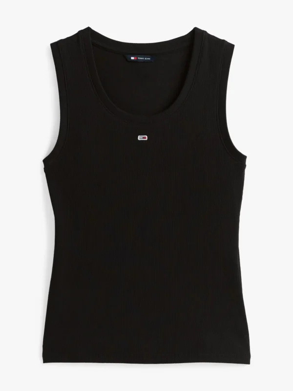 Tommy Hilfiger Geripptes Slim Fit Tanktop BLACK Sale