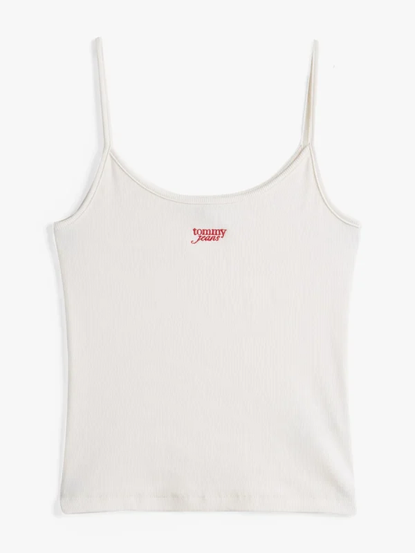 Tommy Hilfiger Geripptes Slim Fit Top mit Spaghettiträgern ANCIENT WHITE Best