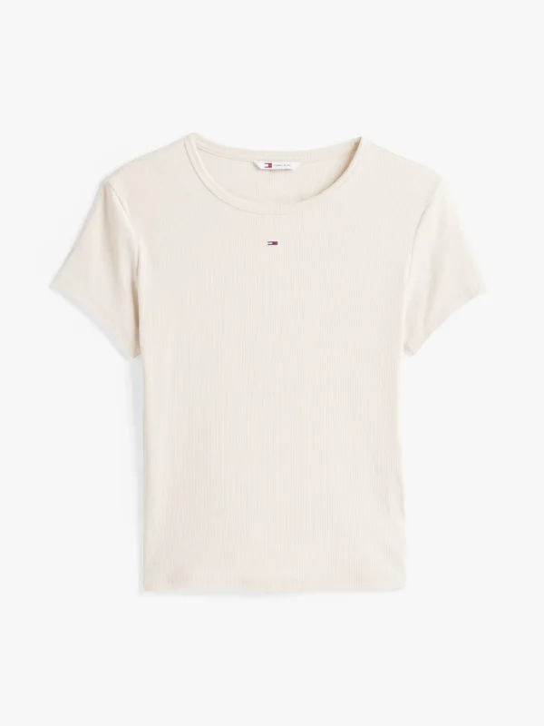 Tommy Hilfiger Geripptes Slim Fit T-Shirt NEWSPRINT Cheap