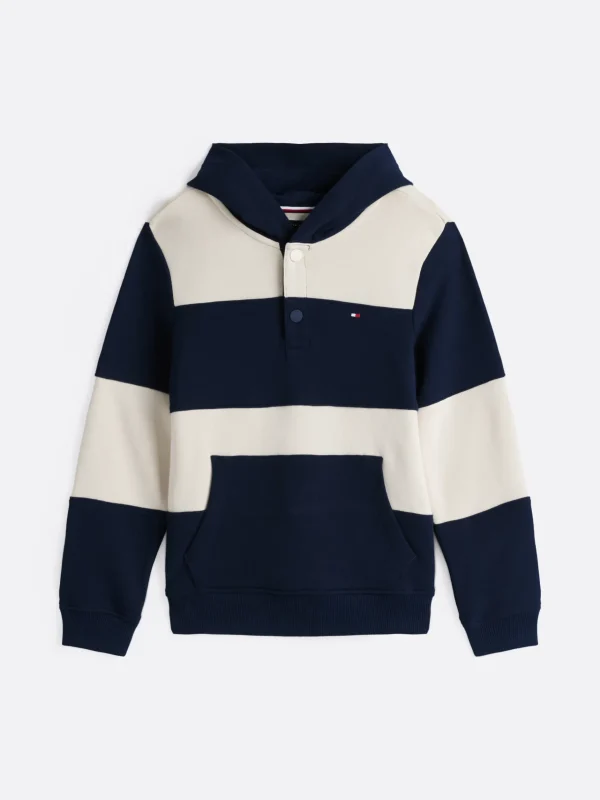 Tommy Hilfiger Gestreifter Hoodie mit Druckknöpfen DARK NIGHT CLASSIC BEIGE STRIPE Outlet