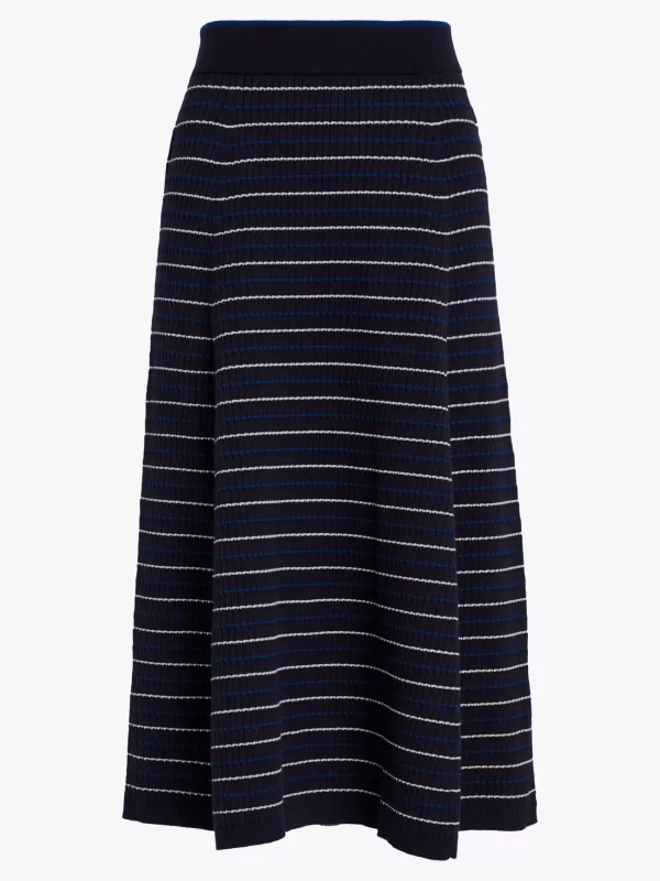 Tommy Hilfiger Gestreifter Midi-Rock in A-Linie DESERT SKY / BUE STRIPE Fashion